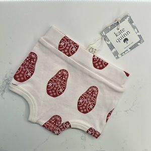 NWT KATE QUINN 0-3m Nesting Dolls Bloomer, Red & White, Organic Cotton